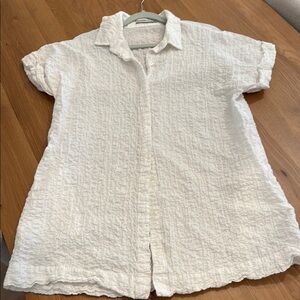 Abercrombie & Fitch Cream Textured Shirt Dress